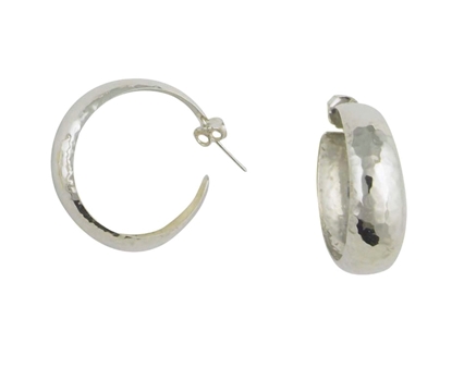 Picture of Silver Small Hammered Hoop Earring Pair 120