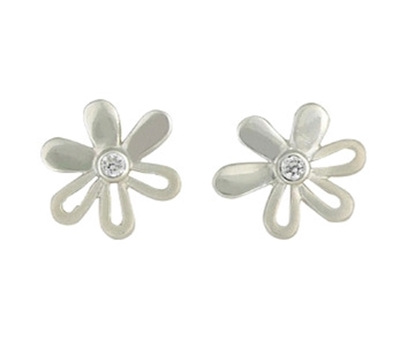 Picture of Silver Large Flower with CZ centre Stud Earrings 062