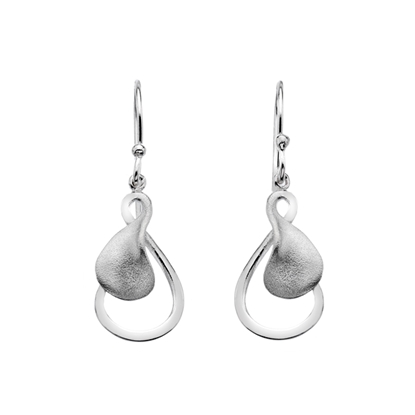 Picture of Silver designer matt & polished drop 291 earrings