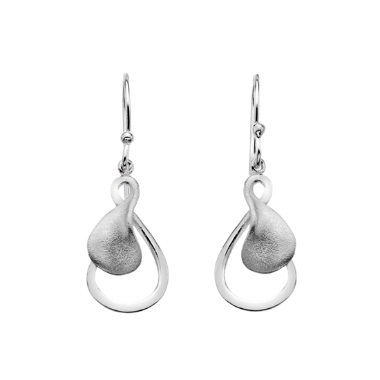 Picture of Silver designer matt & polished drop 291 earrings