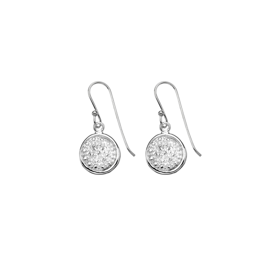 Picture of Silver Round Drop CZ Earrings