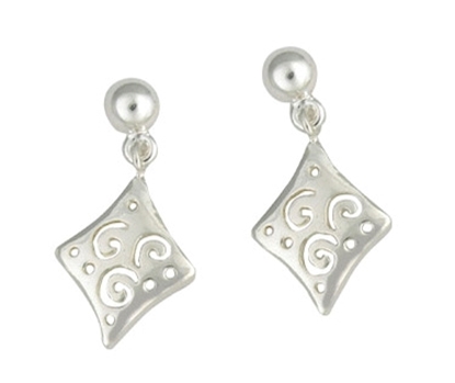 Picture of Silver Rhomboidal Dropper Earrings 060