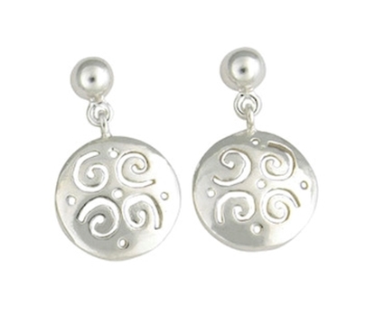 Picture of Silver Large Circle Dropper Earrings 061