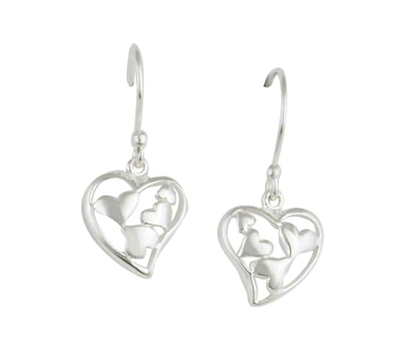 Picture of Silver Fused Hearts Drop Earring Pair 107