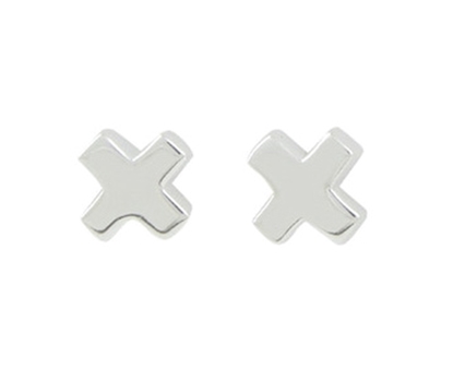 Picture of Silver Polished Cross Stud Earrings 092