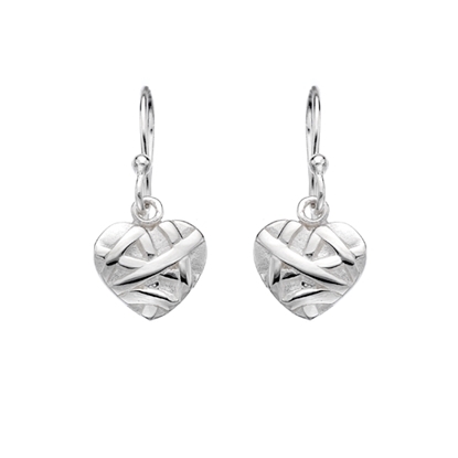 Picture of Silver designer patterned heart drop 293 earrings