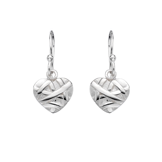 Picture of Silver designer patterned heart drop 293 earrings