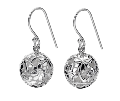 Picture of Silver Filigree Ball Dropper Earring Pair 116
