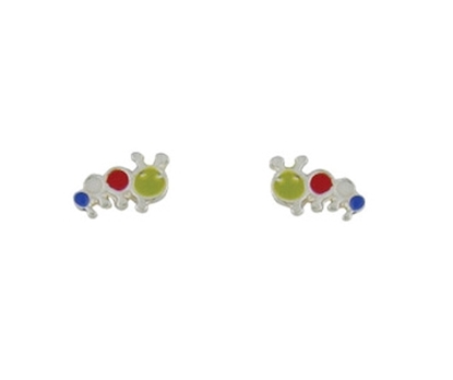 Picture of Silver Multi Colour Caterpillar Earrings 071