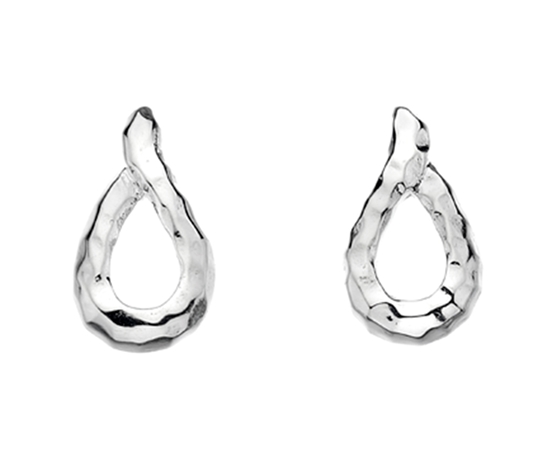 Picture of Silver Designer Hammered Oval Stud Earring Pair 132