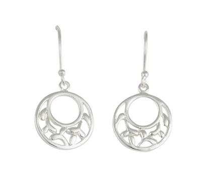 Picture of Silver Circle with Internal Pattern Drop Earring Pair 102