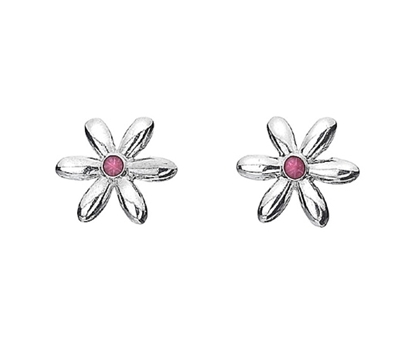 Picture of Silver Echo 2G Flower with Pink Enamel Earring Pair