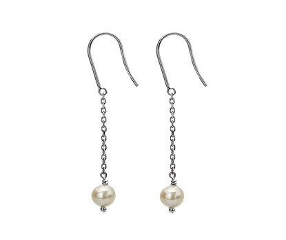 Picture of Silver Twist 1 Earring White Pearl