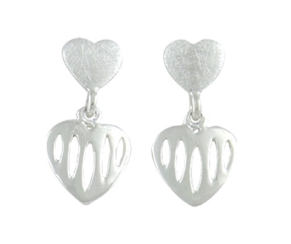 Picture of Silver Dual Heart Drop Earrings 083