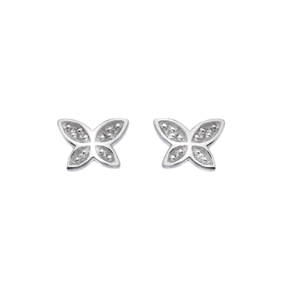 Picture of Silver CZ set butterfly stud earring pair