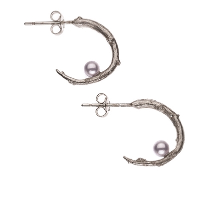 Picture of Silver Echo Twig & Swarovski Pearl 2H Earring Pair