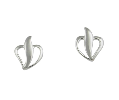 Picture of Silver Heart & Leaf Stud Earring Pair 111