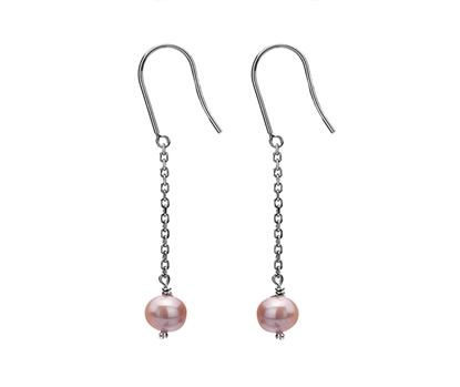 Picture of Silver Twist 1 Earring Pink Pearl