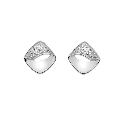 Picture of Silver cz set wave square earring