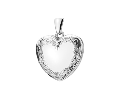Picture of Silver Locket 8 Engraving M Scroll Edge