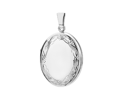 Picture of Silver Locket 4 Engraving M Scroll Edge