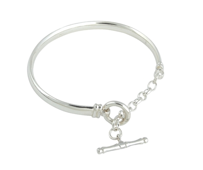 Picture of Silver Court Shaped Bangle 3 with Toggle