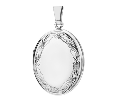 Picture of Silver Locket 3 Engraving M Scroll Edge