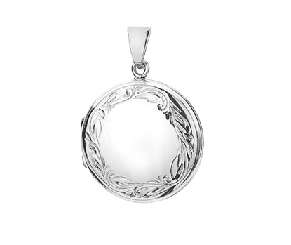Picture of Silver Locket 6 Engraving M Scroll Edge
