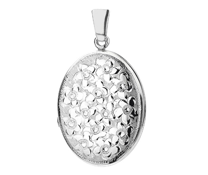 Picture of Silver Locket 3 Engraving L Full Flowers