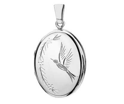 Picture of Silver Locket 3 Engraving N Bird