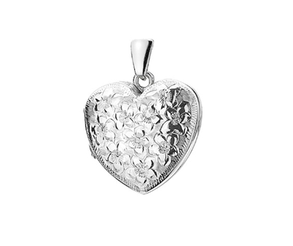 Picture of Silver Locket 8 Engraving L Full Flowers