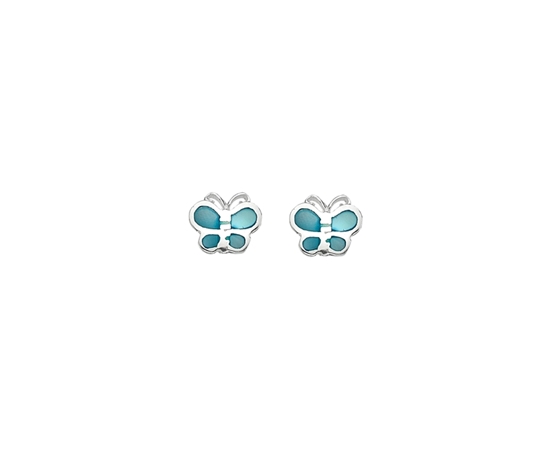 Picture of Silver Childs Blue MOP Butterfly Earring Pair