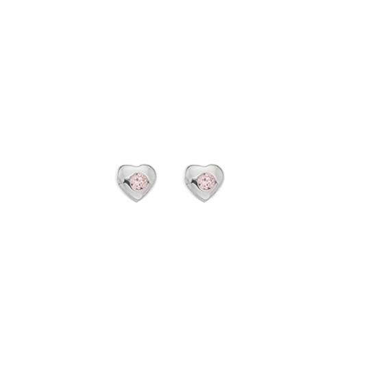 Picture of Silver Childrens Pink CZ Heart Stud Earrings