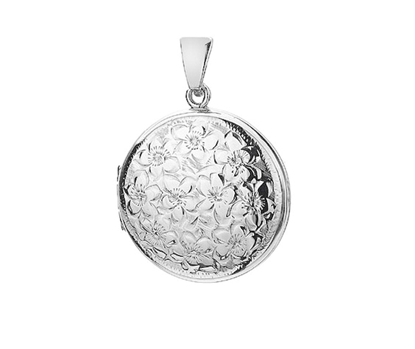 Picture of Silver Locket 6 Engraving L Full Flowers
