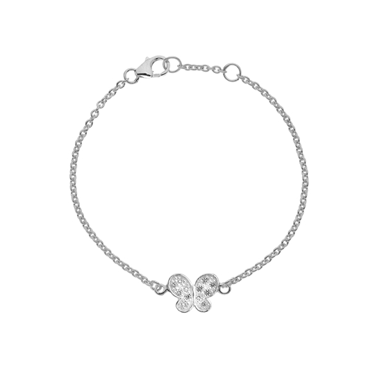 Picture of Silver Childrens CZ Butterfly Charm Bracelet