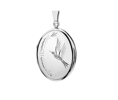 Picture of Silver Locket 4 Engraving N Bird