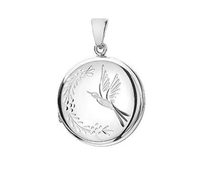 Picture of Silver Locket 6 Engraving N Bird