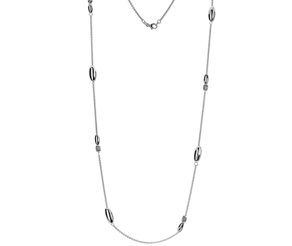 Picture of Silver Twist 3 24 Oval Station Necklace