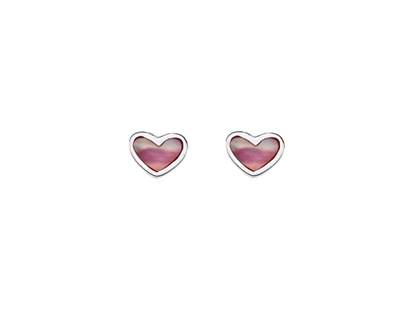 Picture of Silver Childs Pink MOP Heart Earring Pair