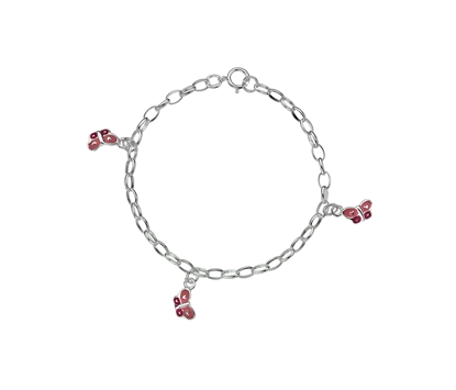 Picture of Silver Childs Pink Enamel Butterfly Charm Bracelet (16cm)