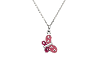 Picture of Silver Childs Pink Butterfly Pendant on S14FC14