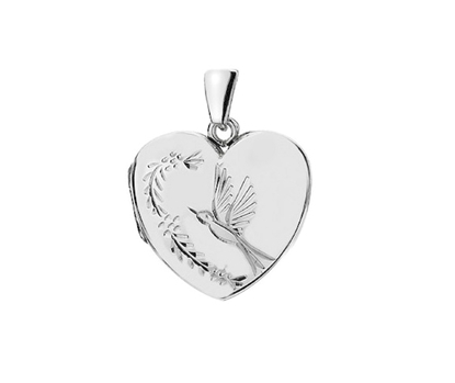 Picture of Silver Locket 8 Engraving N Bird