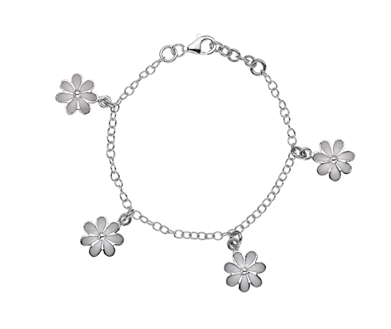 Picture of Silver Childs Daisy Enamel Charm Bracelet 13