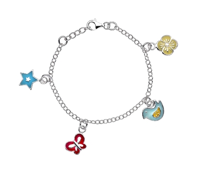 Picture of Silver Childs Multi Enamel Charm Bracelet 11