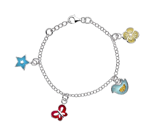 Picture of Silver Childs Multi Enamel Charm Bracelet 11