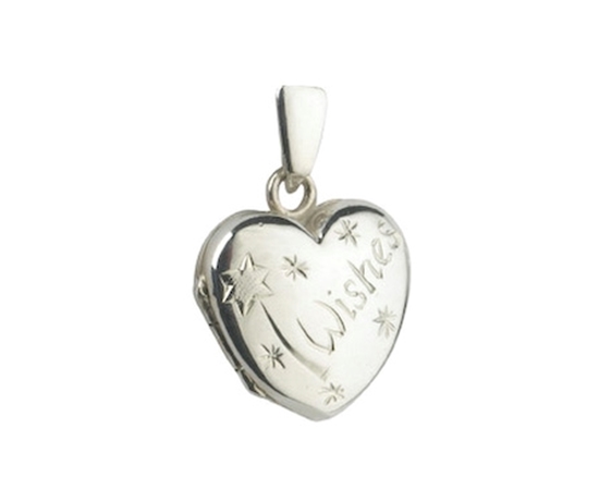 Picture of Silver Small Heart Locket with Wand Engraving