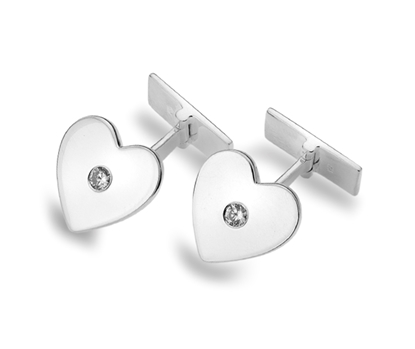 Picture of Silver Heart Playing Card with CZ Stoneset Cufflink 57