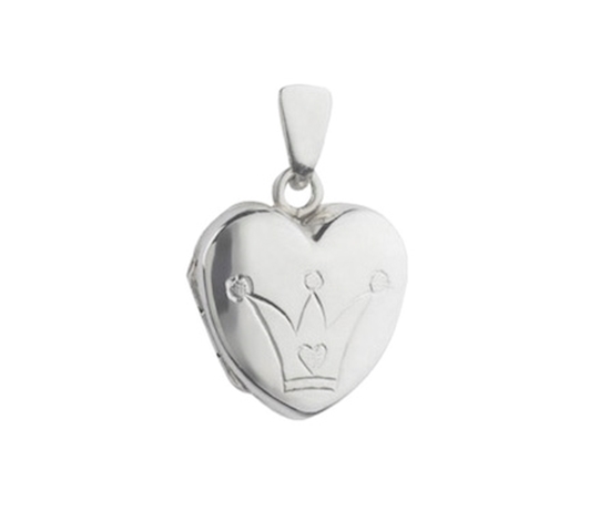 Picture of Silver Small Heart Locket with Crown Engraving