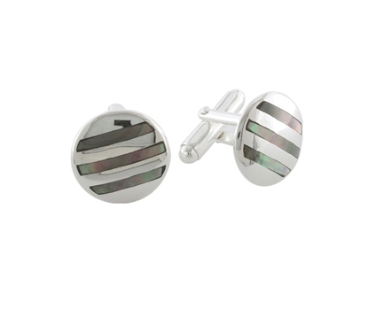 Picture of Silver Cufflink 25 Black Strip