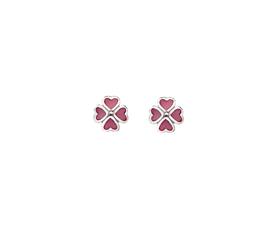Picture of Silver Childs Pink MOP Clover Earring Pair